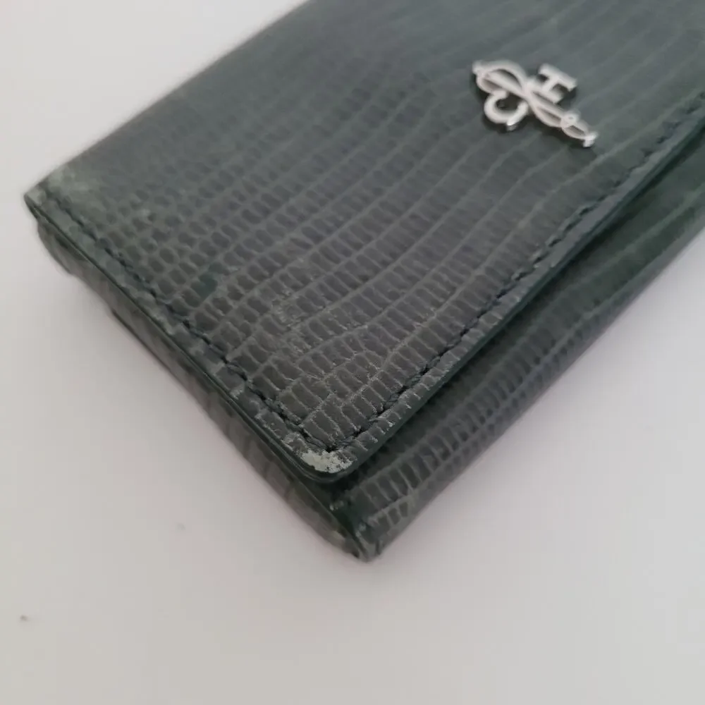 Cole‎ Haan Leather Wallet Compact Buissnes Card Holder Mini Smake Green Small